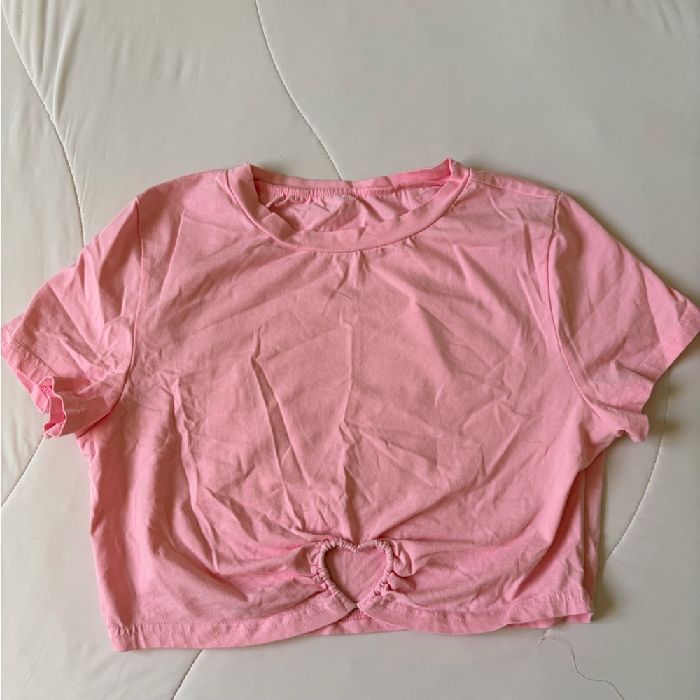 Pink Short Sleeve T-Shirt with Knot Detail